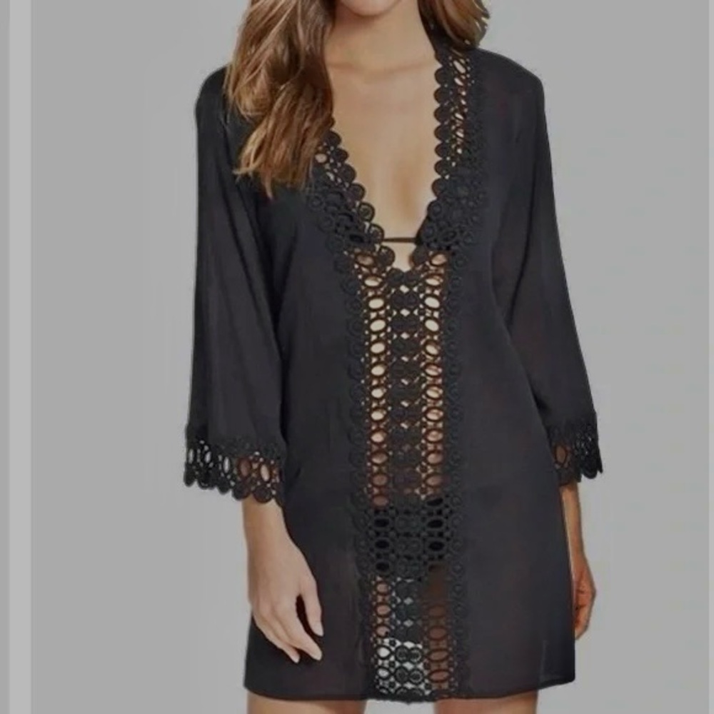 Chic Black Crochet Beach Cover-Up